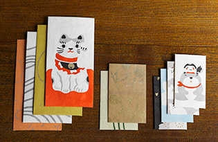 手漉きの和紙　手刷りぽち袋